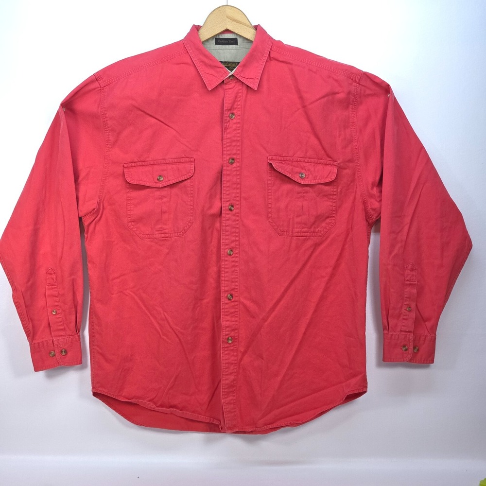 VTG Eddie Bauer Rufton Twill Button Shirt Men's XL Colorful Gorpcore Officewear